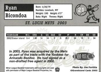 2003 Grandstand St. Lucie Mets Update #2 Ryan Bicondoa Back