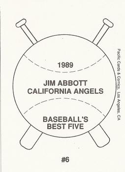 1989 Pacific Cards & Comics Baseball's Best Five (unlicensed) #6 Jim Abbott Back