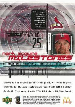 1999 Upper Deck McDonald's St. Louis Cardinals - McGwire Milestones #M8 Mark McGwire Back