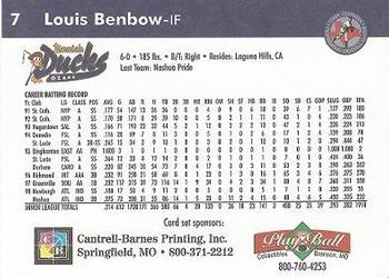 1999 Play Ball Ozark Mountain Ducks #7 Lou Benbow Back