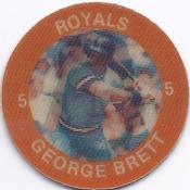 1984 7-Eleven Super Star Sports Coins: Central Region #V E George Brett Front