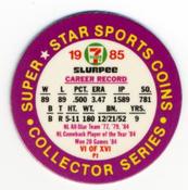 1985 7-Eleven Super Star Sports Coins: Central Region #VI PJ Joaquin Andujar Back