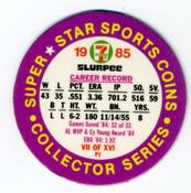 1985 7-Eleven Super Star Sports Coins: Central Region #VII PJ Willie Hernandez Back