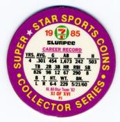 1985 7-Eleven Super Star Sports Coins: Central Region #XI PJ Kent Hrbek Back