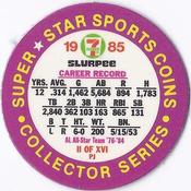 1985 7-Eleven Super Star Sports Coins: Central Region #II PJ George Brett Back