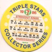 1986 7-Eleven Triple Stars Coins: Central Region #VIII Steve Carlton / Nolan Ryan / Tom Seaver Back