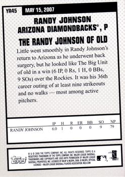 2008 Topps - Year in Review #YR45 Randy Johnson Back