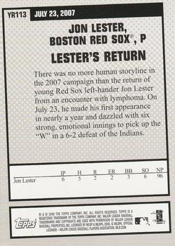 2008 Topps - Year in Review #YR113 Jon Lester Back