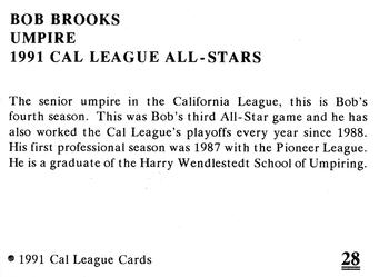 1991 Cal League All-Stars #28 Bob Brooks Back