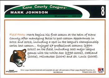 2013 Grandstand Kane County Cougars #18 Mark Johnson Back
