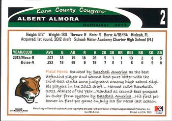 2013 Grandstand Kane County Cougars #2 Albert Almora Back