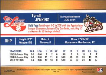 2012 Grandstand Midwest League Top Prospects #NNO Tyrell Jenkins Back