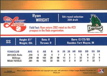 2012 Grandstand Midwest League Top Prospects #NNO Ryan Wright Back
