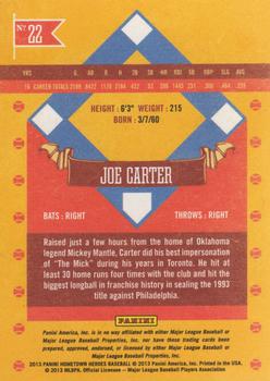 2013 Panini Hometown Heroes #22 Joe Carter Back