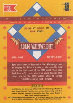 2013 Panini Hometown Heroes #56 Adam Wainwright Back