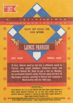 2013 Panini Hometown Heroes #167 Lance Parrish Back