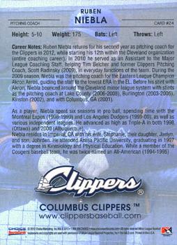2012 Choice Columbus Clippers #24 Ruben Niebla Back