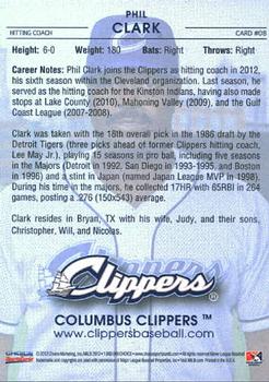 2012 Choice Columbus Clippers #8 Phil Clark Back