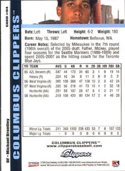 2009 Choice Columbus Clippers #4 Michael Brantley Back