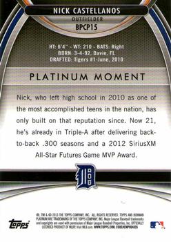 2013 Bowman Platinum - Chrome Prospects Refractors #BPCP15 Nick Castellanos Back