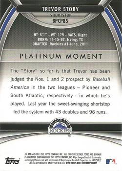 2013 Bowman Platinum - Chrome Prospects Refractors #BPCP85 Trevor Story Back