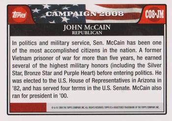 2008 Topps - Campaign 2008 #C08-JM John McCain Back