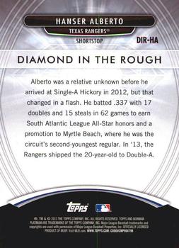2013 Bowman Platinum - Diamond in the Rough #DIR-HA Hanser Alberto Back