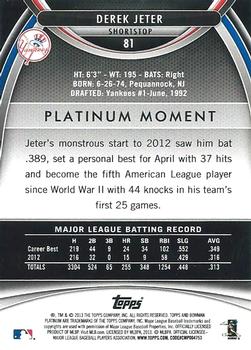 2013 Bowman Platinum - Gold #81 Derek Jeter Back