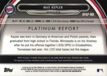 2013 Bowman Platinum - Prospect Autographs Green Refractors #BPAP-MK Max Kepler Back