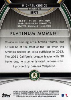 2013 Bowman Platinum - Prospects #BPP71 Michael Choice Back