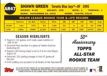 2008 Topps - All-Rookie Team 50th Anniversary #AR47 Shawn Green Back
