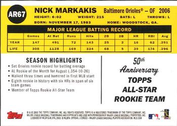 2008 Topps - All-Rookie Team 50th Anniversary #AR67 Nick Markakis Back