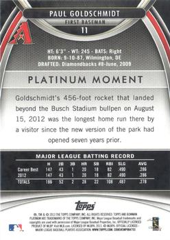 2013 Bowman Platinum - Ruby #11 Paul Goldschmidt Back