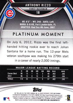 2013 Bowman Platinum - Ruby #18 Anthony Rizzo Back