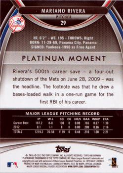 2013 Bowman Platinum - Sapphire #29 Mariano Rivera Back