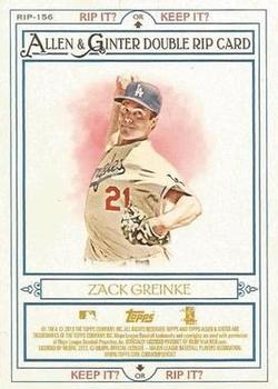 2013 Topps Allen & Ginter - Double Rip Cards #RIP-156 Zack Greinke / Clayton Kershaw Back