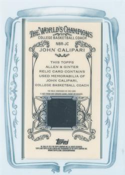 2013 Topps Allen & Ginter - Framed Mini Relics #NBR-JC John Calipari Back