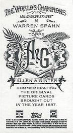 2013 Topps Allen & Ginter - Mini A & G Back #86 Warren Spahn Back