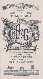 2013 Topps Allen & Ginter - Mini A & G Back #7 Mike Trout Back