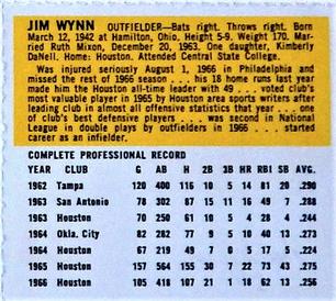 1967 Houston Astros #NNO Jim Wynn Back