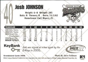 2005 Grandstand Hudson Valley Renegades #19 Josh Johnson Back