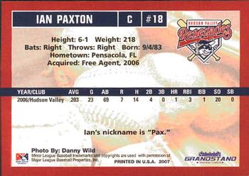 2007 Grandstand Hudson Valley Renegades #20 Ian Paxton Back