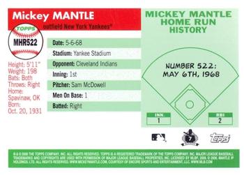 2008 Topps - Mickey Mantle Home Run History #MHR522 Mickey Mantle Back