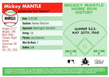 2008 Topps - Mickey Mantle Home Run History #MHR523 Mickey Mantle Back