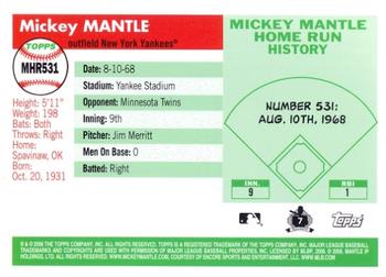 2008 Topps - Mickey Mantle Home Run History #MHR531 Mickey Mantle Back