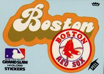 1977 Fleer Grand Slam Hi-Gloss Stickers #NNO Boston Red Sox Team (Blue) Front