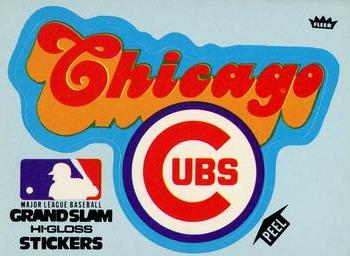 1977 Fleer Grand Slam Hi-Gloss Stickers #NNO Chicago Cubs Team (Blue) Front