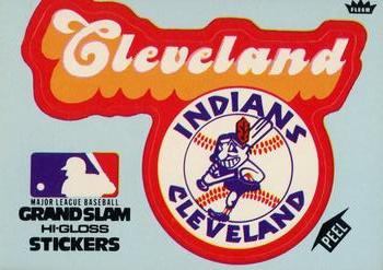 1977 Fleer Grand Slam Hi-Gloss Stickers #NNO Cleveland Indians Team (Blue) Front