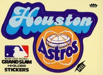 1977 Fleer Grand Slam Hi-Gloss Stickers #NNO Houston Astros Team (Yellow) Front