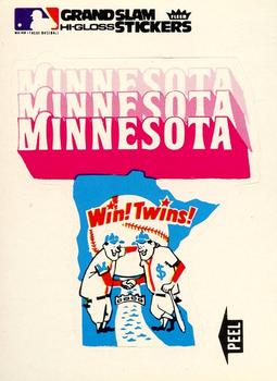 1977 Fleer Grand Slam Hi-Gloss Stickers #NNO Minnesota Twins Team (White) Front